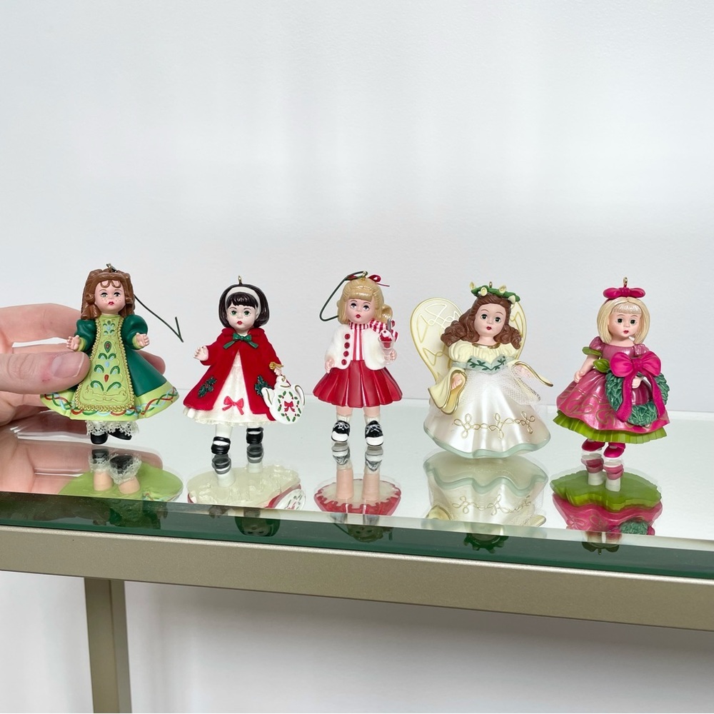 Vintage Set of 5 2000’s Madame Alexander Hallmark doll Christmas ornaments